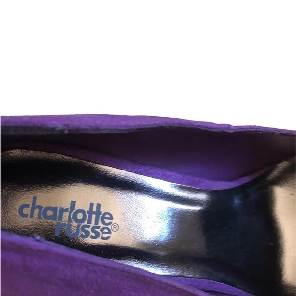 Charlotte Russe Purple Suede Platforms. Size 8 . Round Toe. Heels 5.5 inches. - Picture 3 of 8